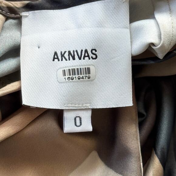 AKNVAS Houston Dress Floral Neutral Multicolor Cream Navy Brown‎ Size 0 - Picture 11 of 13